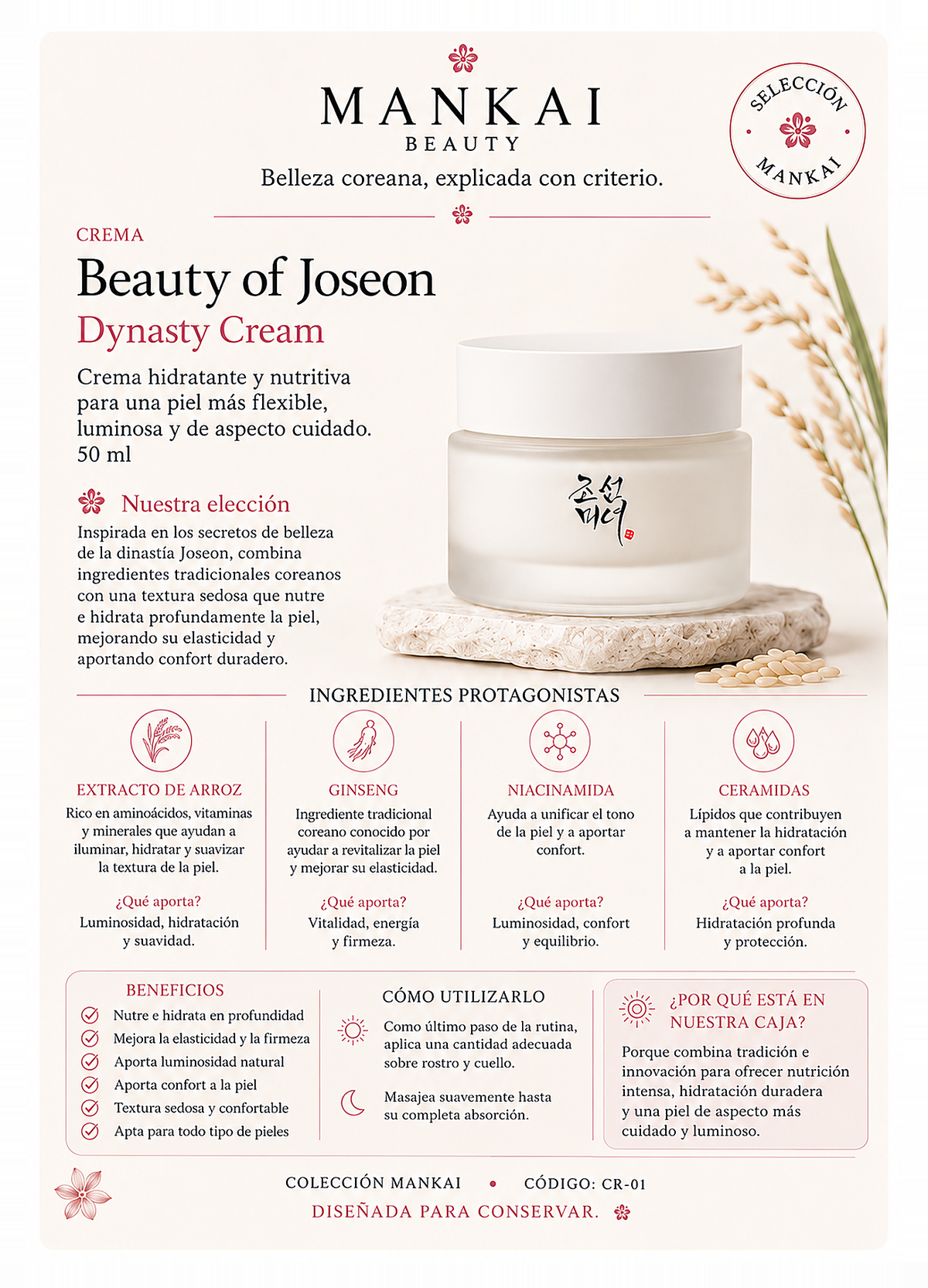 Beauty of Joseon · Dynasty Cream cara frontal